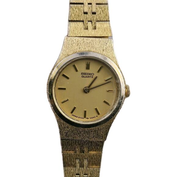 Ladies Seiko Vintage Petite Quartz Watch Safety Chain 2Y00-0019 New Battery Runs main image 8